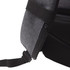 A grey backpack with a zippered pocket and padded straps, featuring a mesh design on the back.