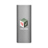 A grey promotional item featuring a logo and a rectangular design, suitable for branding use.