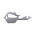 A sleek silver multi-tool shaped like a key, featuring various measurement tools and a branded logo.