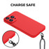 A red Lany Lite Crossbody Phone Strap with a phone wallet attachment, featuring a logo and textured strap.