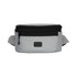 A grey and black combo eco convertible bag with multiple zippered compartments and an adjustable strap.