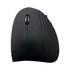 An ergonomic wireless mouse in black, featuring a scrolling wheel and a smooth curved design.