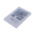 A clear magnetic box designed for credit cards, featuring various images and a logo.