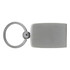 A sleek silver carbon fibre keychain with a round attachment ring and a rectangular body.