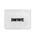 A white reusable food storage bag featuring a black logo. It has a zip closure and rounded corners.