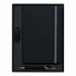 A black A5 journal with a grey elastic strap, accompanied by a pen and a USB drive, set in a black box.