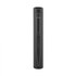 A black metal pen displayed in a cylindrical case, featuring a minimalistic design and a logo.
