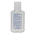 A clear 60ml hand sanitiser gel bottle, containing 75% ethyl-alcohol, with a logo on the front.