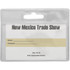A clear plastic badge holder with a top slot for attachment and space for a name and company details.