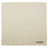 A large beige microfibre cleaning cloth with a scalloped edge and a logo in one corner.