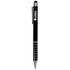 A black Malibu stylus pen with silver accents, featuring a logo on its body.