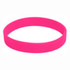 A pink silicone wristband featuring a logo, ideal for exhibitions and events.