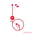 A red and white charging cable with multiple connectors and a circular branding logo.