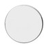 A round mirror with a sleek silver border, featuring a reflective surface.