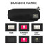 A black eco accessory pouch featuring a branding area and a zip closure. Suitable for toiletries and small items.