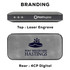 A Bluetooth speaker power bank in grey with branding on the top and rear surfaces.