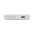 A white magnetic wireless power bank with a USB-C port and four LED indicator lights.