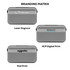 A premium wireless speaker featuring a sleek silver design and multiple branding options on its surface.