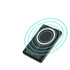 A black MagSafe power bank with wireless charging indication and a logo design. Features a slim profile.