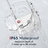 A waterproof luggage lock in a splash of water, featuring a sleek design and a logo.