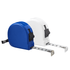 A blue and a white measuring tape, each with a retractable tape measure and a black lock feature.