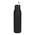 A drink bottle in matte black finish with a metal loop, designed for convenient carrying. Holds 600ml.