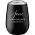A drink bottle with a sleek black finish, featuring a transparent lid and a logo.