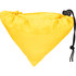 A yellow foldaway shopper tote with a cinched drawstring closure and a small logo.