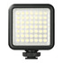 A square portable video light with a black frame and multiple LED bulbs, designed for use with laptops and tablets.