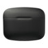 A black charging case for wireless earbuds featuring a sleek design and a logo on the front.