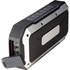 A grey and black waterproof outdoor Bluetooth speaker with input ports and a protective cover. It features a logo on the side.
