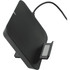 A sleek black wireless charging phone stand with an attached cable, designed for convenient charging.