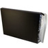 A black imitation leather zip compendium with a sleek, polished finish and a clear plastic cover.