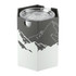 A drink bottle with a mountain design, featuring a clear lid and a grey and white colour scheme. It includes branding.