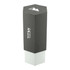 A drink bottle with a hexagonal design, featuring a dark grey upper section and a light grey base. Includes a logo.