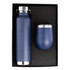 A drink bottle and tumbler gift set in navy blue, housed in a black box with a textured interior.