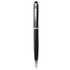 A sleek black metal ballpoint pen with a silver clip and branding.