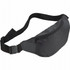 A black hipster budget fanny pack with a zippered compartment and adjustable strap. Features a logo on the front.