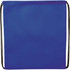 A blue non-woven drawstring sportpack featuring black drawstrings and a plain design with a logo.