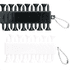 A set of golf ball markers in black and white, each with a chain for convenience. The product includes multiple markers.