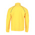 A yellow packable jacket for men with a collar and reflective detailing on the back, featuring a logo.