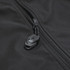 A black softshell jacket featuring a zip closure and a branded pull tab.