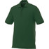A men's short sleeve polo shirt in deep green, featuring a collar and a logo on the chest.