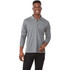 A grey long sleeve polo shirt for men, featuring a collar and buttons, with a logo on the chest.
