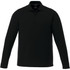A long sleeve black polo shirt for men, featuring a collar, buttons, and a logo.