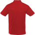A red short sleeve polo shirt featuring a subtle design detail on the back and a logo.