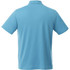 A light blue men's short sleeve polo shirt with a classic collar and branding on the back.