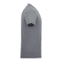A grey short sleeve t-shirt for men, featuring a logo on the side.