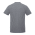 A grey short sleeve tee featuring a simple design and a logo on the back.