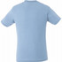 A light blue short sleeve men's tee featuring a simple design and a logo on the back.